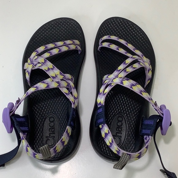 Chaco adjustable Adventure purple yellow hiking Sandals ZX2 size 2 EUC - Picture 13 of 15